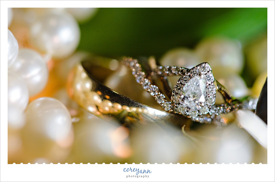 Wedding rings on pearls in Canton Ohio
