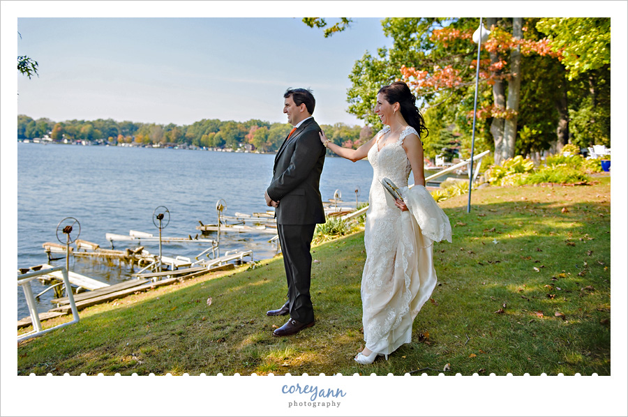 First look before wedding ceremony at Turkeyfoot Island Club