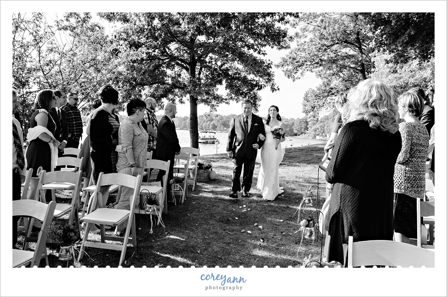 Bride and Father walking down the aisle in akron ohio