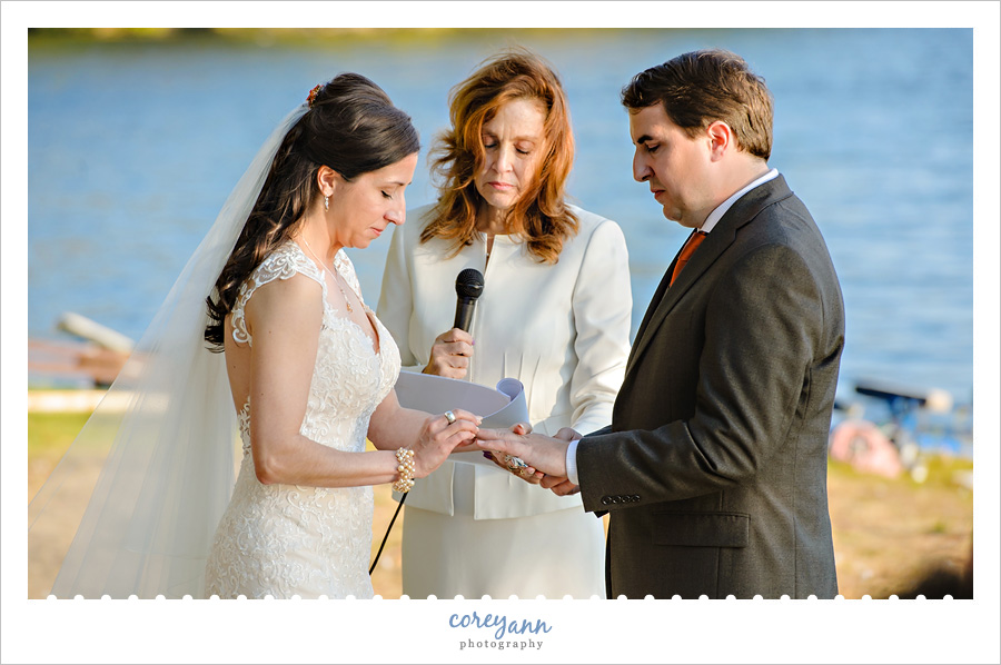 October outdoor wedding ceremony on Turkeyfoot Lake