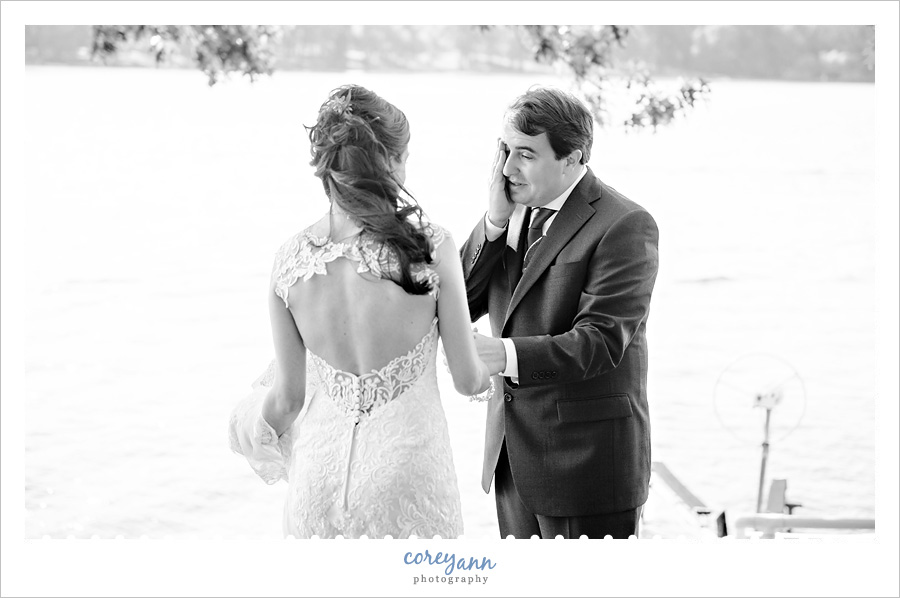 Groom crying when seeing bride for the first time