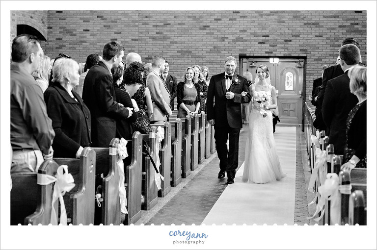 Bride and Father walking down aisle at St. Michael Church