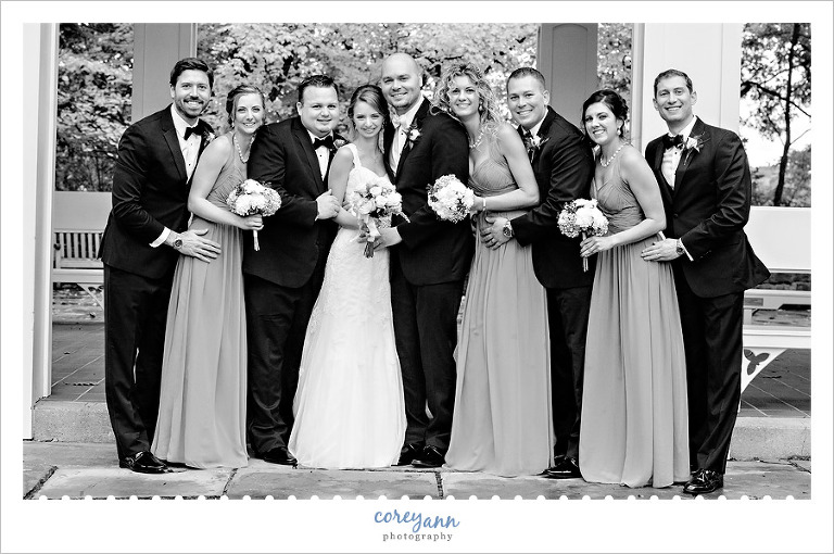 Relaxed candid bridal party portrait
