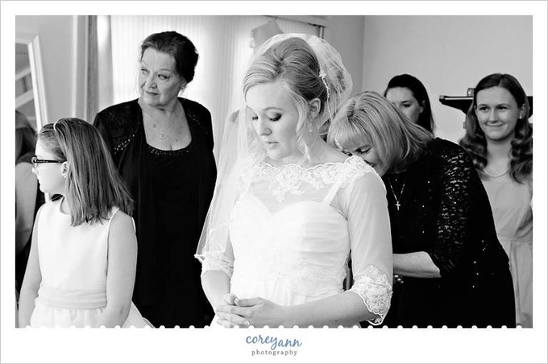 Bride before wedding at st vincent de paul