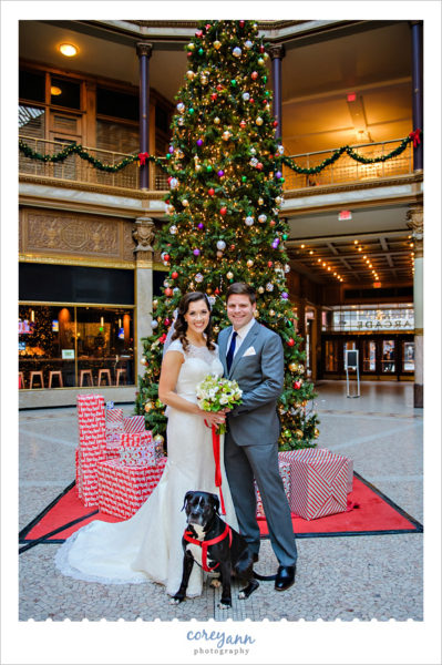 Bride and Groom with Dog at Wedding in Cleveland