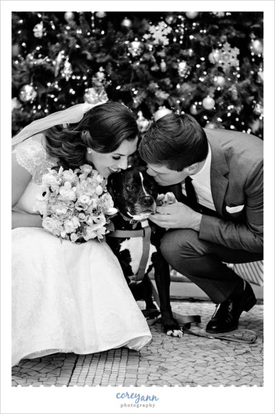 Bride and Groom with Dog at Wedding in Cleveland