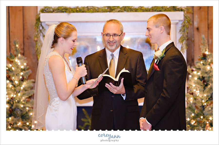 December wedding ceremony at Brookside Farms