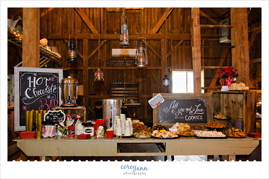 Hot Cocoa Bar at Wedding Reception 
