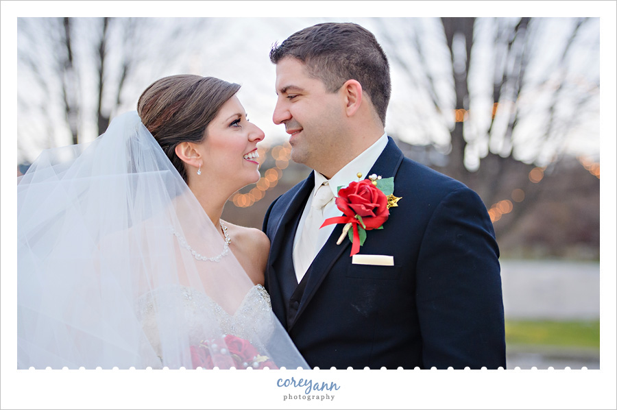 Bride and Groom winter wedding in Conneaut Ohio