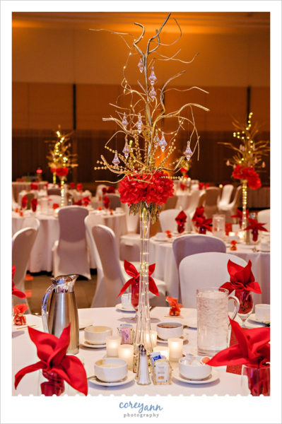 Red and Gold Wedding Reception Decor