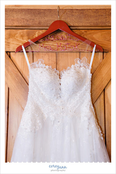 Bride's Wedding Dress on Custom Hanger