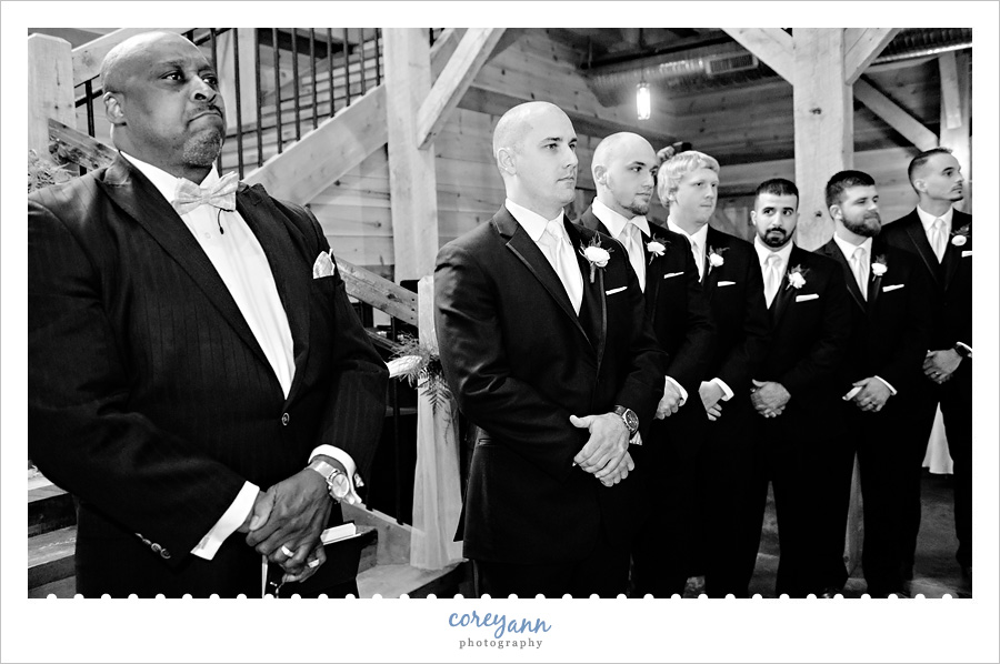Indoor wedding ceremony at Mapleside Farms