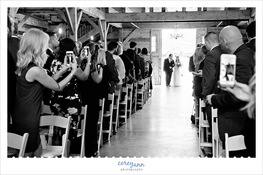 Indoor wedding ceremony at Mapleside Farms
