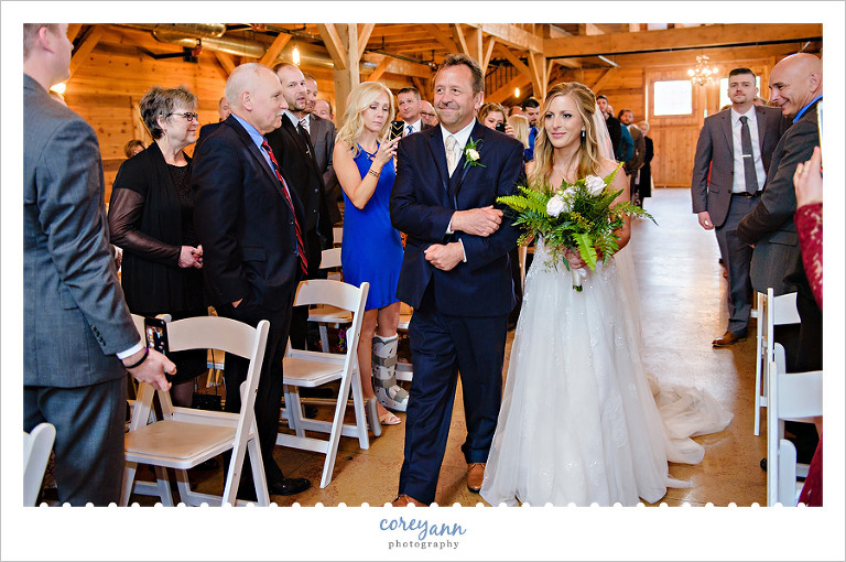 Indoor wedding ceremony at Mapleside Farms