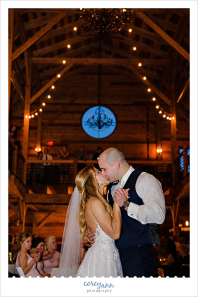 First dance at wedding reception at Mapleside Farms