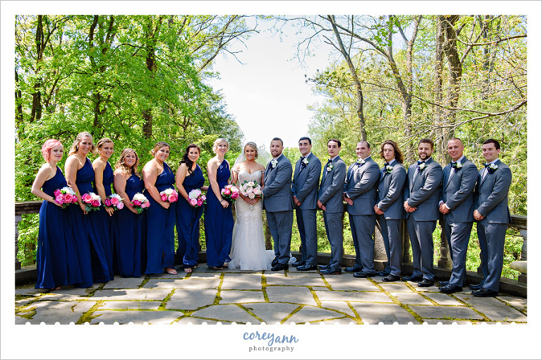 Wedding Party in Navy and Pink at Stan Hywet
