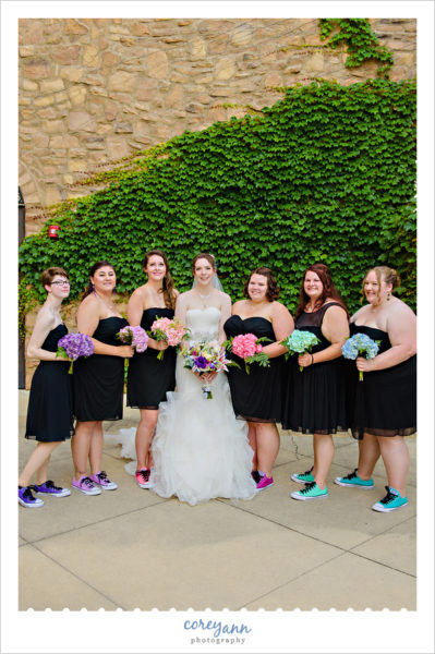 Bridesmaids for Wedding with Rainbow Chucks