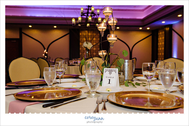 Pink and gold wedding reception at Tangier