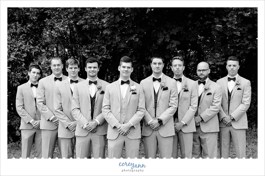 Groom and Groomsman in Grey Suits
