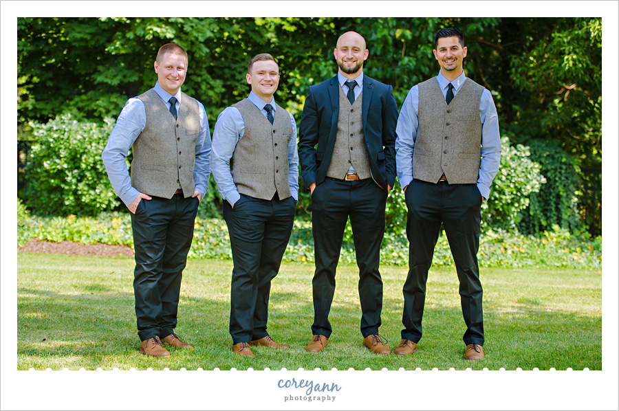 Groom and Groomsman in Vests and Ties