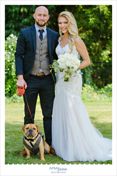 Bride and Groom Wedding Photo with Dog