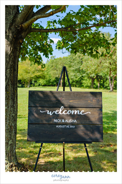 Welcome Sign to Outdoor Wedding Ceremony