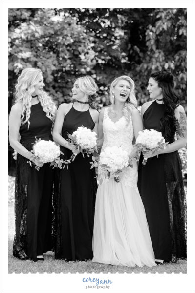 Bride and Bridemaids with Hydrangea Bouquets