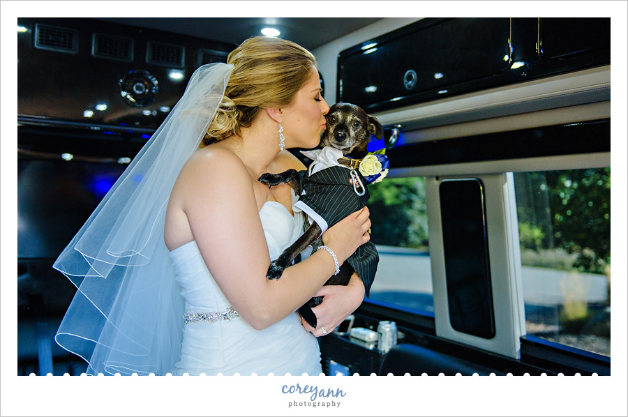 Bride and Her Dog on Wedding Day