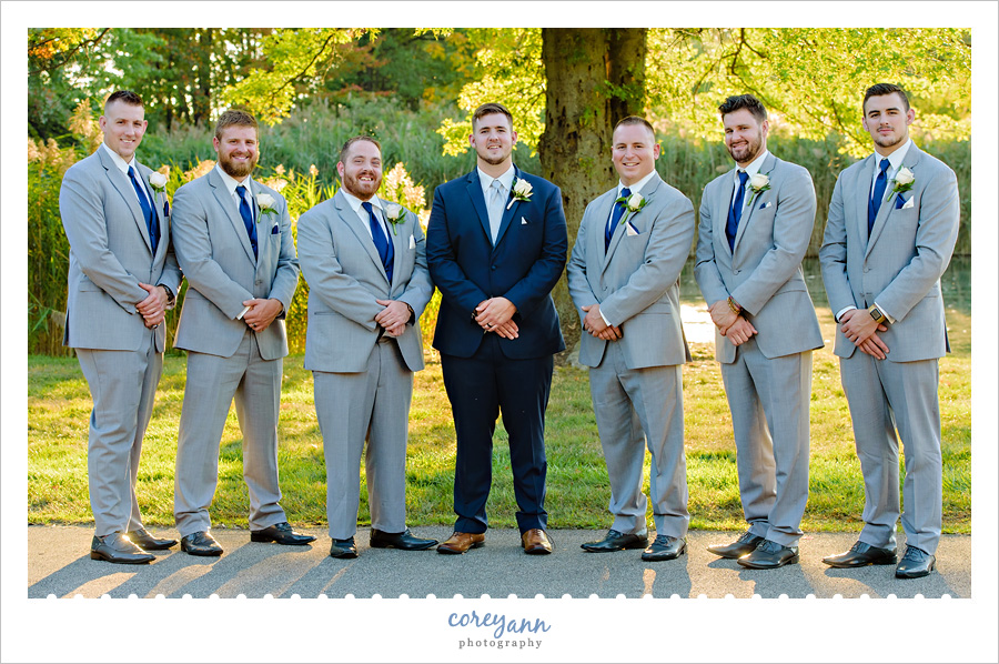 Navy and Gray Groomsman Attire at Wedding