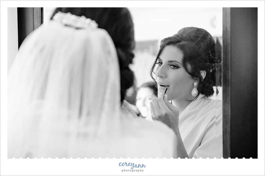 Bride getting ready for wedding at Stan Hywet