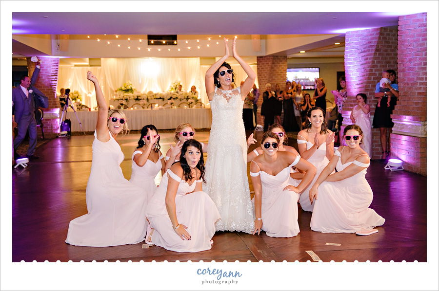 Coordinated Bride and Bridesmaid Dance at Wedding Reception