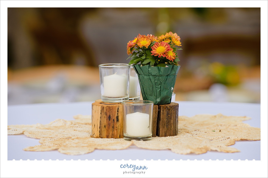 Rustic Mum Flower Wedding Centerpiece