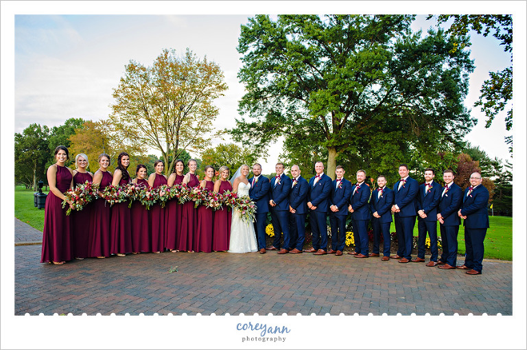 Navy and Cranberry Wedding Bridal Party