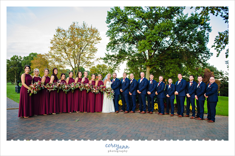 Navy and Cranberry Wedding Bridal Party