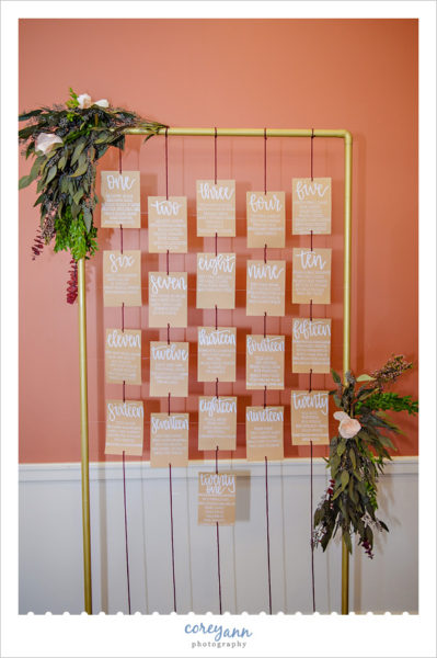 Creative Seating Chart for Wedding Reception