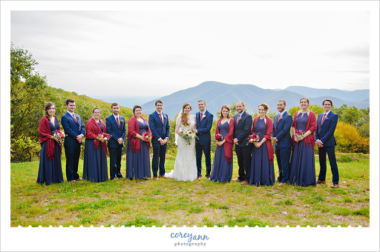 Navy and Red Wedding Bridal Party