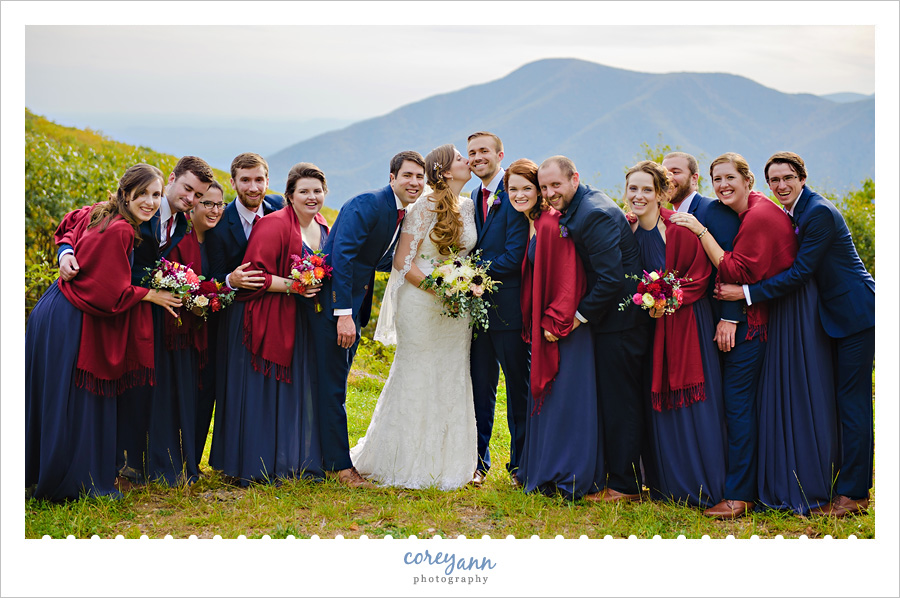 Navy and Red Wedding Bridal Party