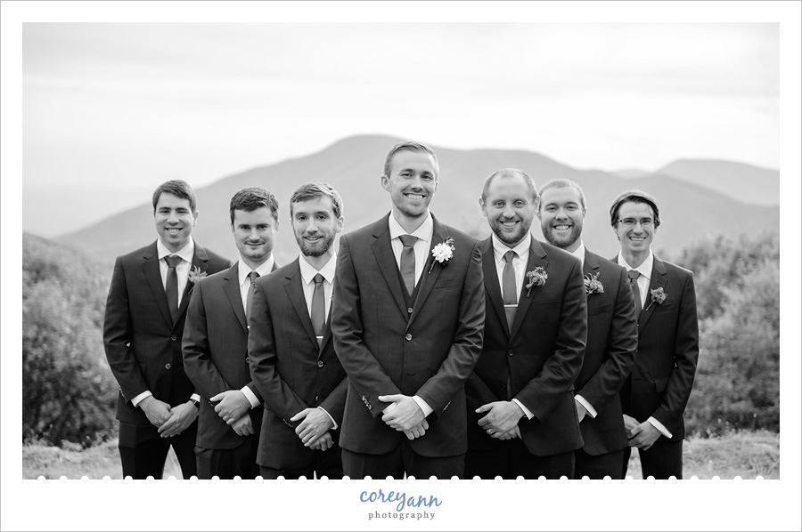Groom and Groomsman in Blue Ridge Mountain Wedding