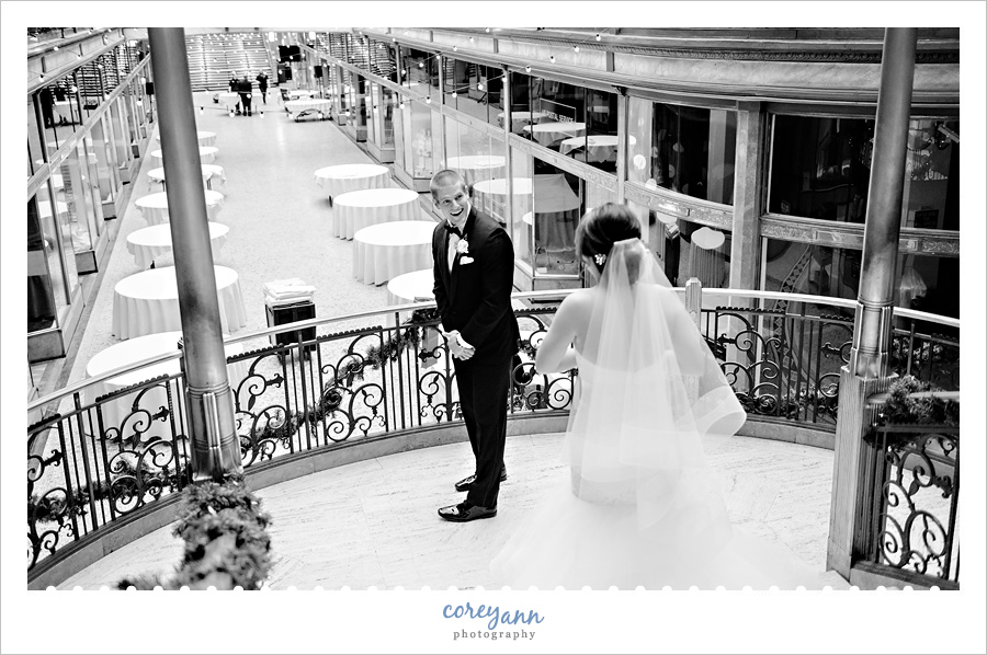 Wedding First Look at Hyatt Arcade