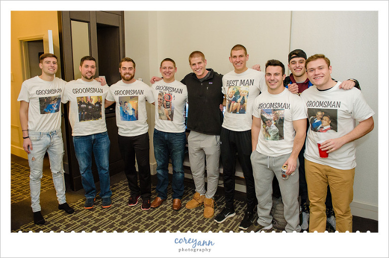 Groom with Groomsman in Personalized TShirts