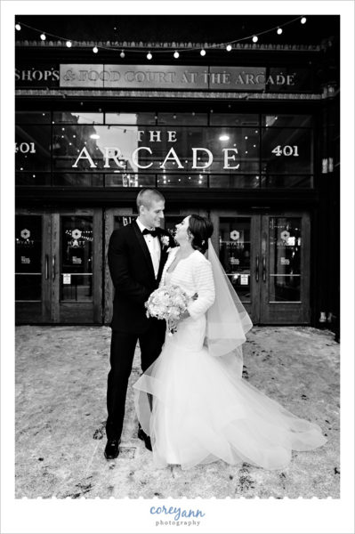 Winter Outdoor Wedding Photo at Hyatt Arcade