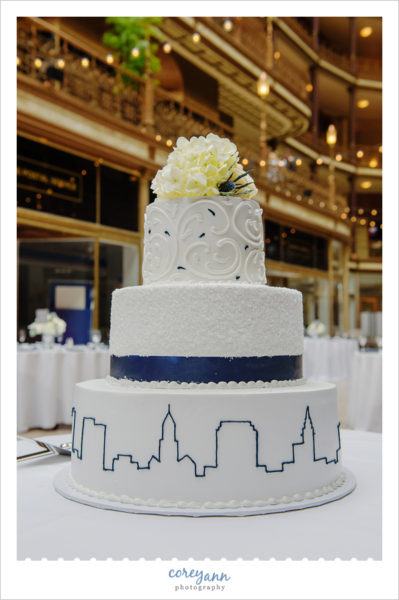 Cleveland skyline wedding cake by Wild Flour Bakery