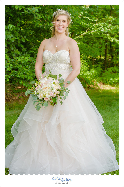 Bride in Light Pink Wedding Gown in Ohio