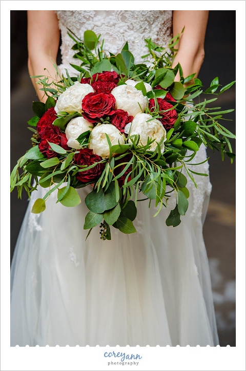 Red White and Green Lush Bridal Bouquet
