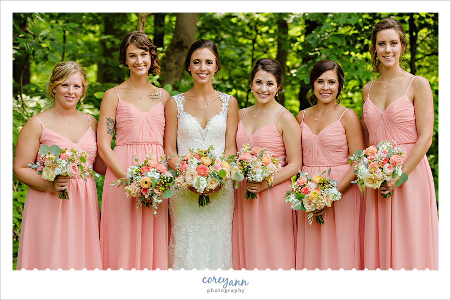 Bridesmaids in Pink Gowns