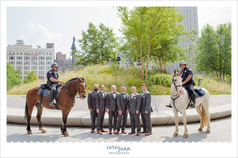 Groom and groomsman in Cleveland with Police 