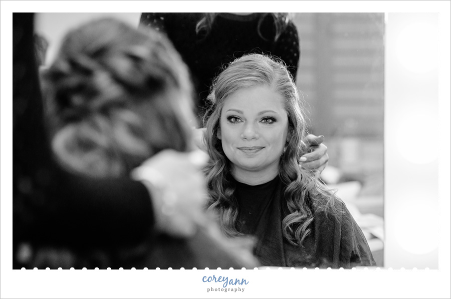 Bride getting ready for wedding at The Arcade