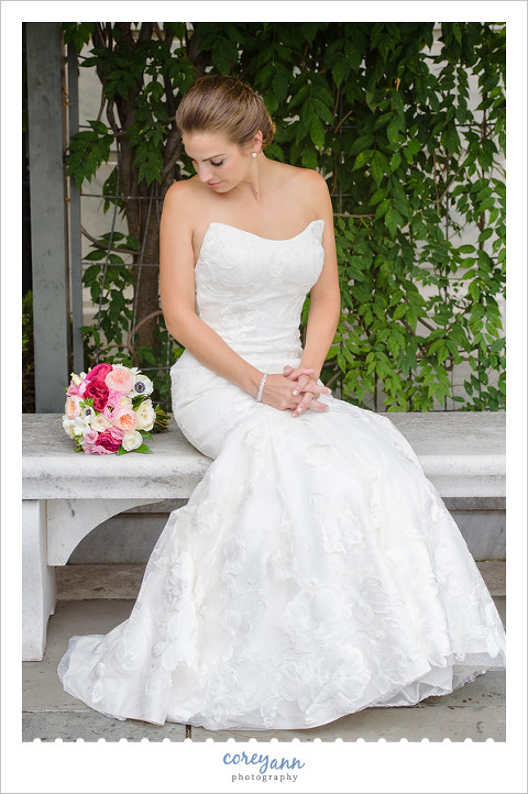 Bride wearing Matthew Christopher Bridal Gown