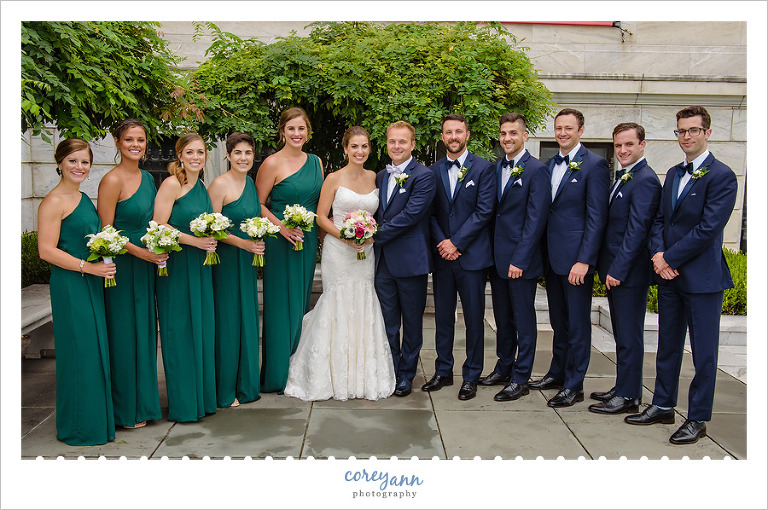 Wedding Bridal Party in Green and Blue