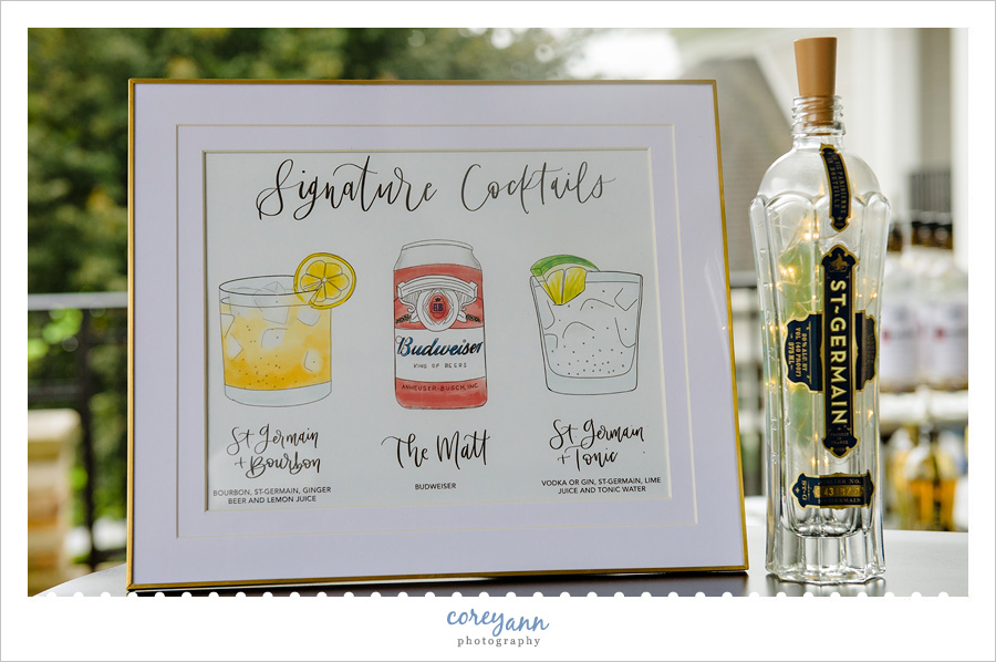 Hand Drawn Signature Cocktail Wedding Menu